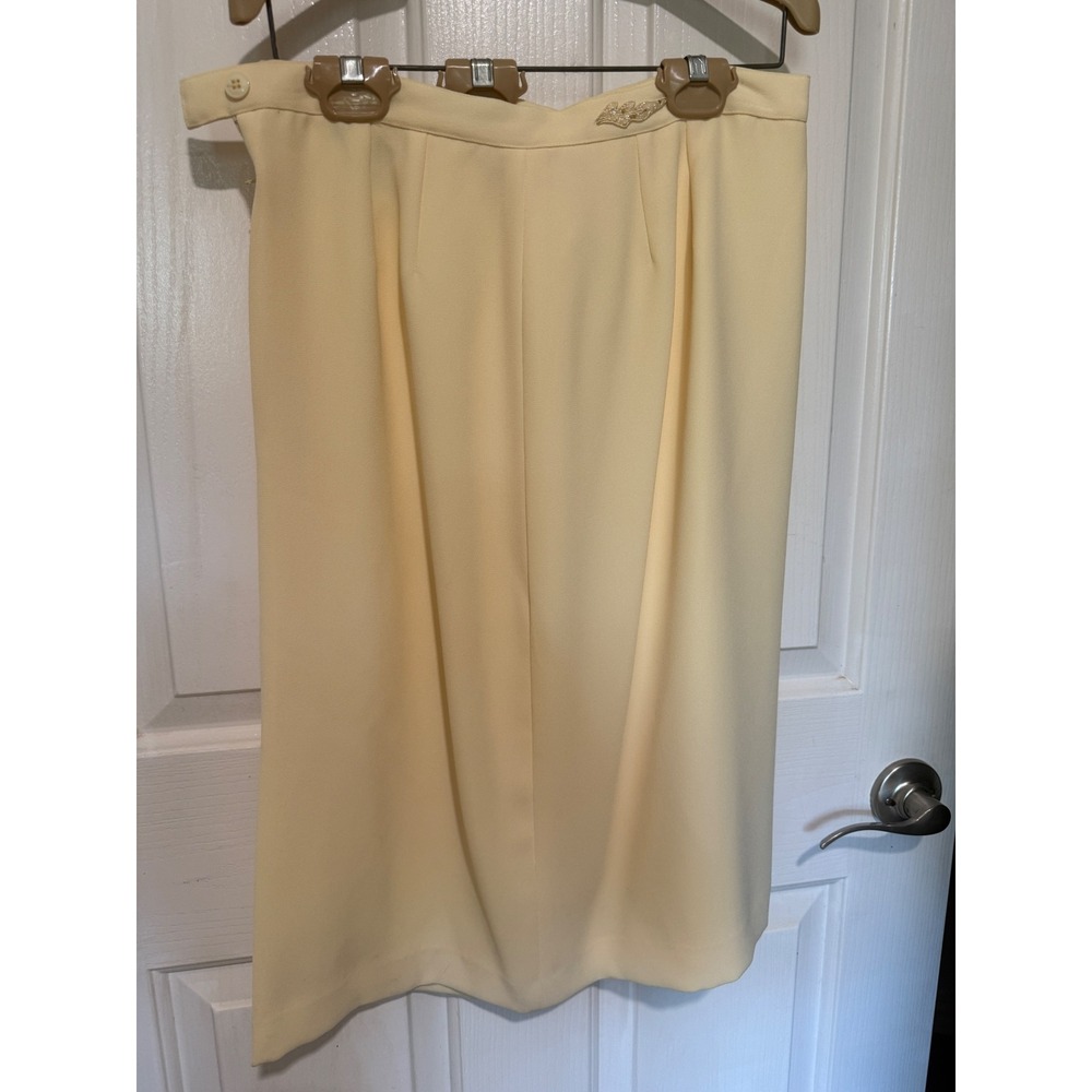Le Suit Womens Cream Beaded Floral Longline Jacket and Skirt Set Size 12 - Picture 3 of 8